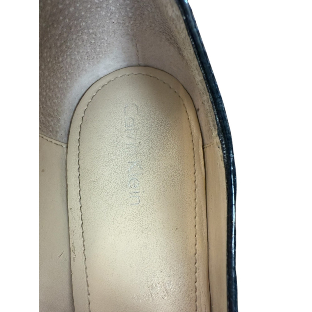 Calvin Klein Navy Patent Leather Heeled Wedge Espadrille Size 8.5 - Picture 5 of 10
